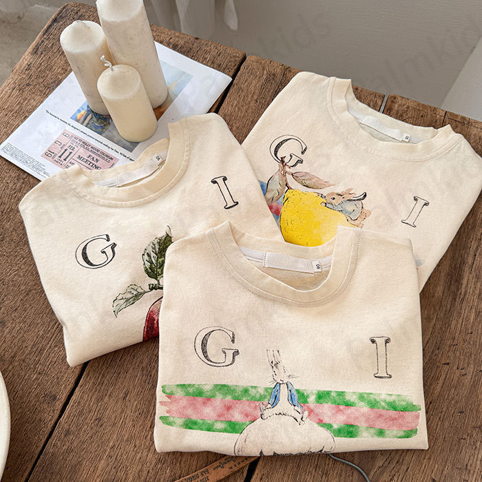 Designer Children Tshirt Luxury Kids G Tees Fruit print Baby Boys Shirts Girls Letter Tshirts Summer Letter Printed Clothes T-shirts CRD2407301F6