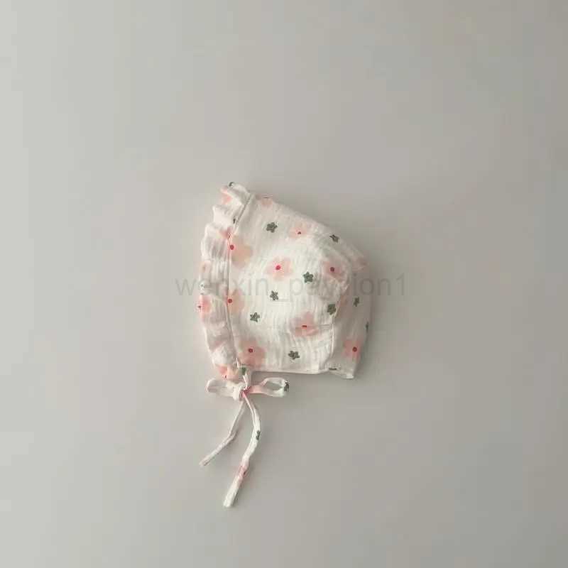 Korean Baby Beanie Hat for Girls Boys Muslin Newborn Bonnet Cute Dot Flower Printed Hat Spring Autumn Toddler Infant AccessoriesXJ240730