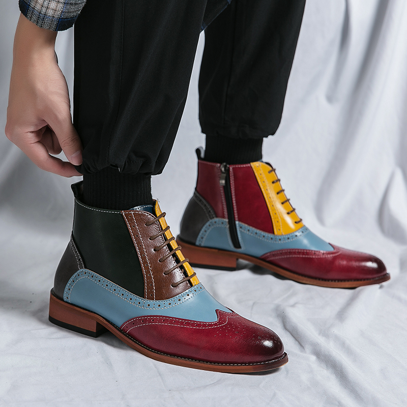 Handmade Casual Leather Luxury Mens Designer Business Brand Formal Chelsea Dress Cowboy Shoes for Men Boots Ankle Boots Footwear