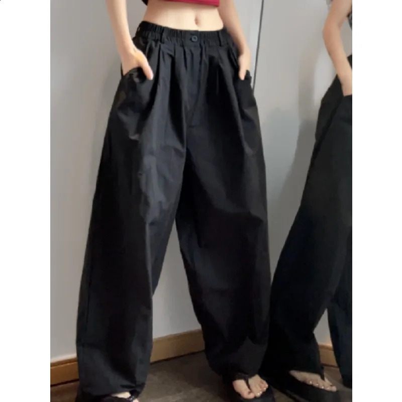 Deeptown Casual Wide Women Vintage Streetwear Oversize Trousers Korean Fashion Black Cargo Pants Autumn Harajuku Retro Z260314