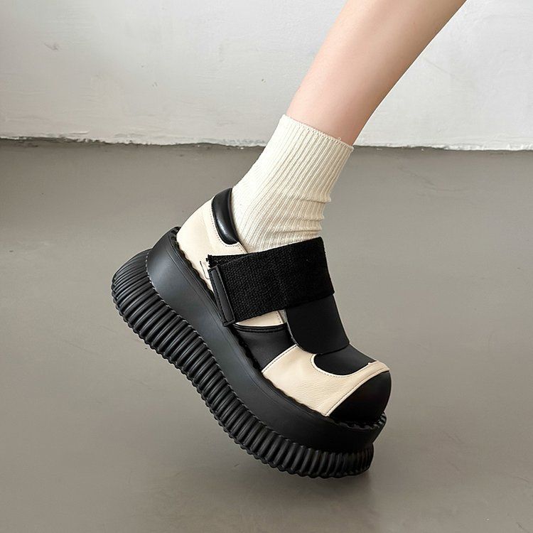 df05f Chunky 2023 Spring Loafers Japanese Style Slip On Black Single Pumps Shoes Women Fashion Girls Thick Sole Heel