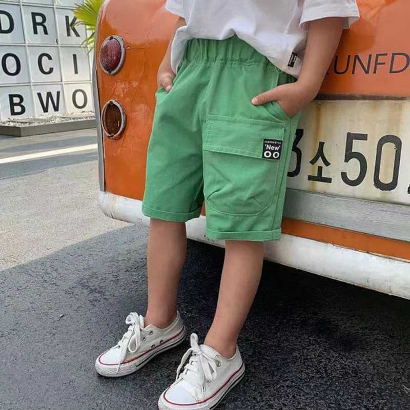 Summer Boys Shorts Solid Color Pocket Design Beach Shorts Childrens Casual Elastic Waist Childrens Shorts Sportswear W240813