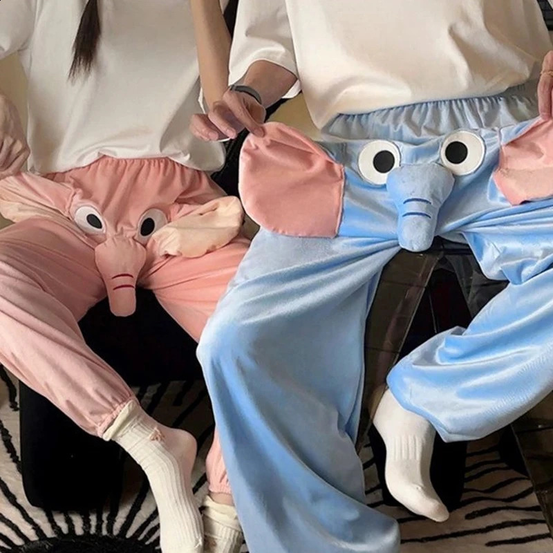 S/M/L/XL Autumn And Winter Funny And Cute Couple Pajama Pants With A Ringing Elephant Trunk 240730