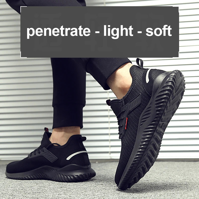 Sneakers Steel Toe Men Safety Puncture-Proof Work Shoes Boots Fashion Indestructible New Footwear Security 240722