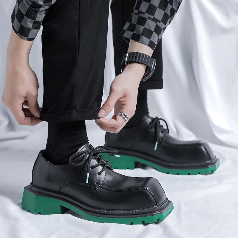 Platform Shoes for Men Brand Leather Shoes Business Dress Shoes Japan All-Match Casual Wear-Resistant Footwear Chaussure Homme