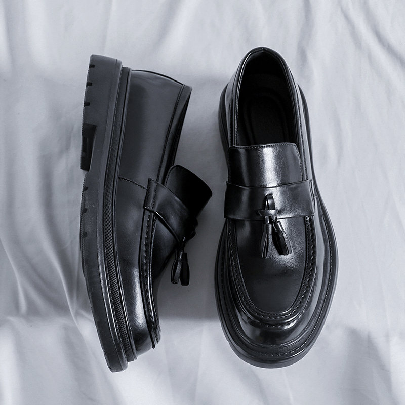 Dress Tassel Men Brand Loafers Black British Style New Moccasin Thick Bottom Low Heel Business Formal Men's Shoes a3ba 's