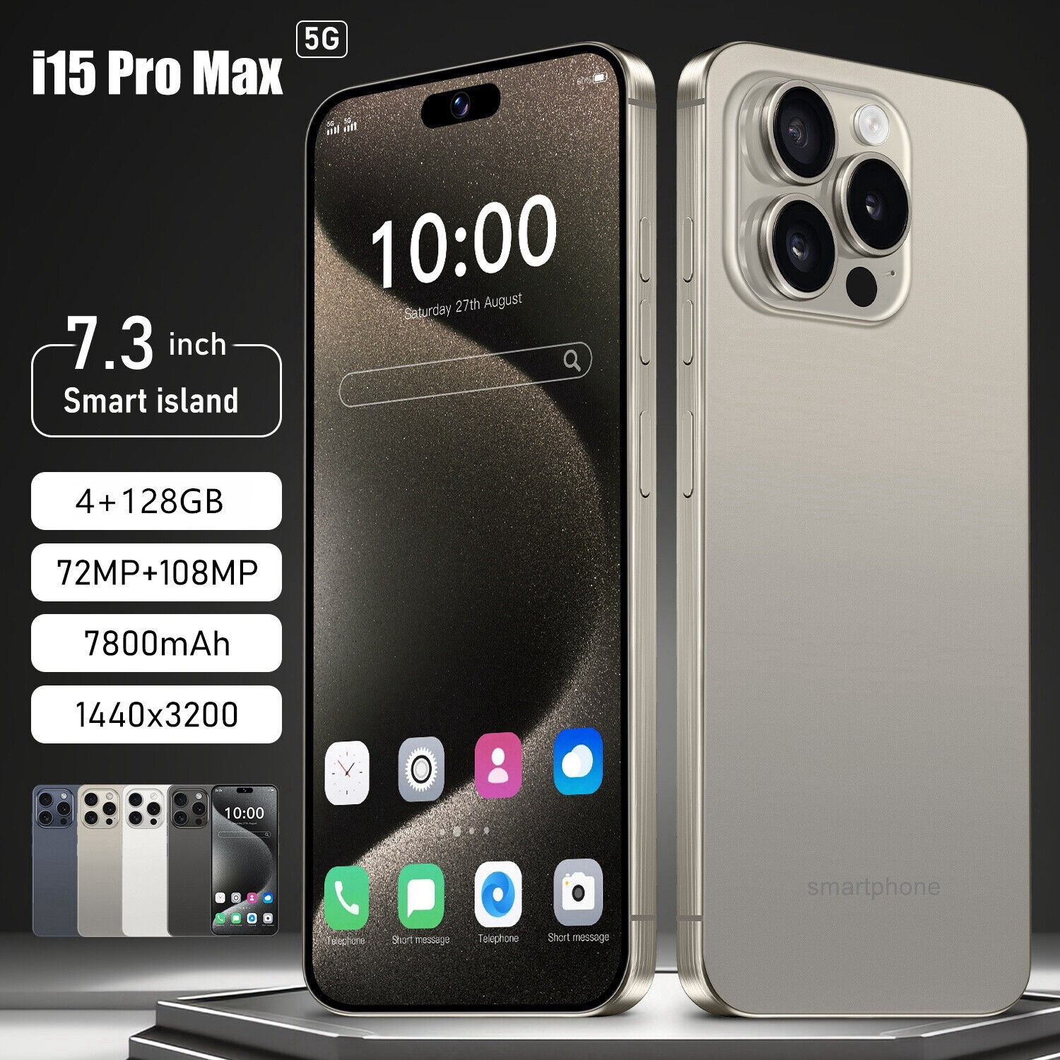 I15 Pro Max 5G Smartphone Factory Déverrouillé 7,3 