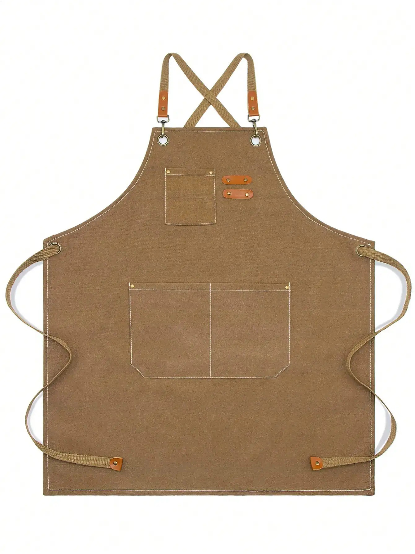 Leeseph Chef Apron Canvas Cross Back Apron with Pockets for Women and Men Adjustable Strap and Large Pockets Apron Kitchen Cook 240730