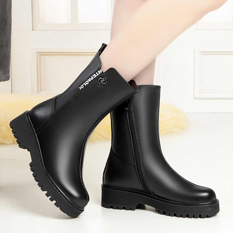 AIYUQI Women Winter Boots Natural Wool 2024 Genuine Leather Women Snow Boots Non Slip Round Toe Large Size Women Boots