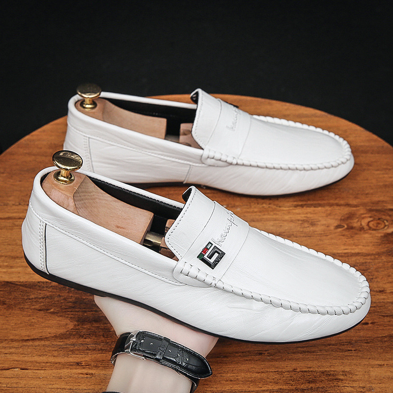 2022 Spring Autumn Men's Dress Shoes White Loafers Leather Casual Shoes Slip on Moccasin Shoes Fashion Men Shoes Design Shoes