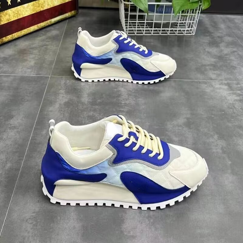 Casual Sneakers Men Fashion Mixed Colors Microfiber Leather Mesh Breathable Increased Internal Cover Bottom Platform Board Shoes 3097 0766