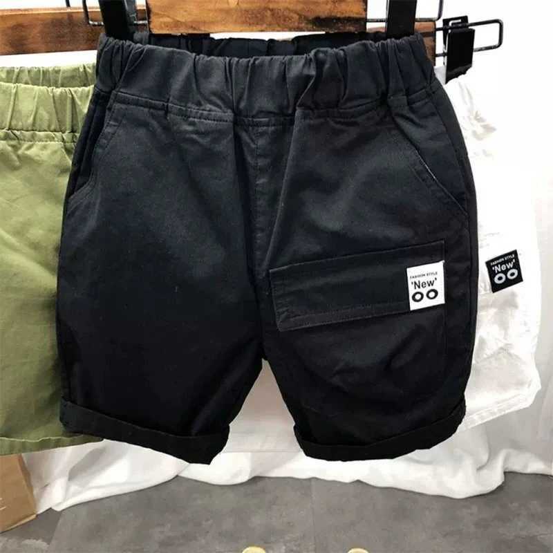 Summer Boys Shorts Solid Color Pocket Design Beach Shorts Childrens Casual Elastic Waist Childrens Shorts Sportswear W240813