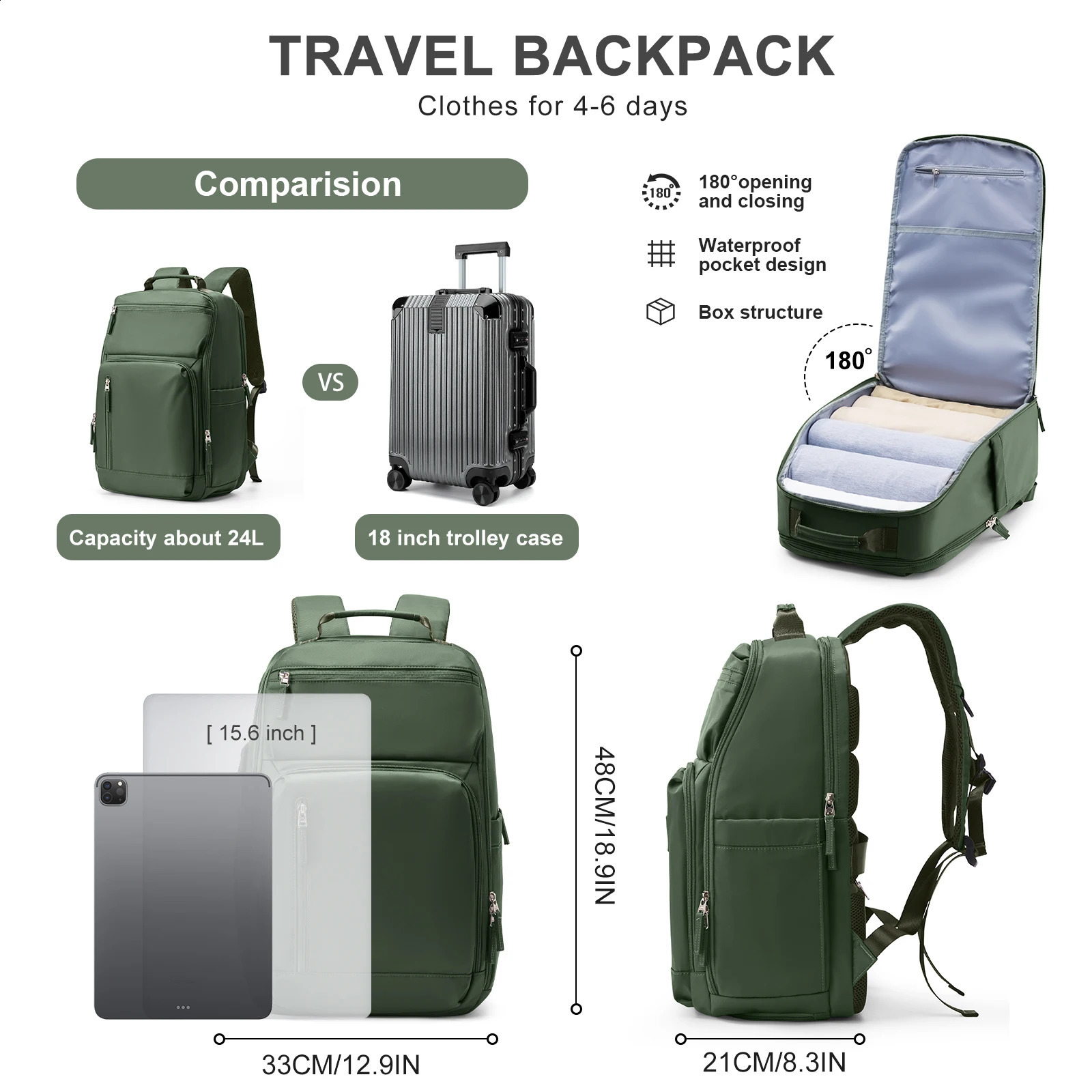 Large capacity travel business backpack and laptop suitable for 156inch school bag 240730Zl