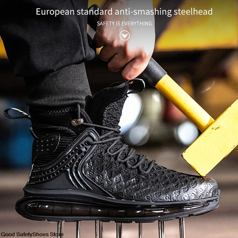 Size50 Plus Air Cushion Work Male Breathable Steel Toe Boots Puncture-Proof Men Safety Shoes Light 0948