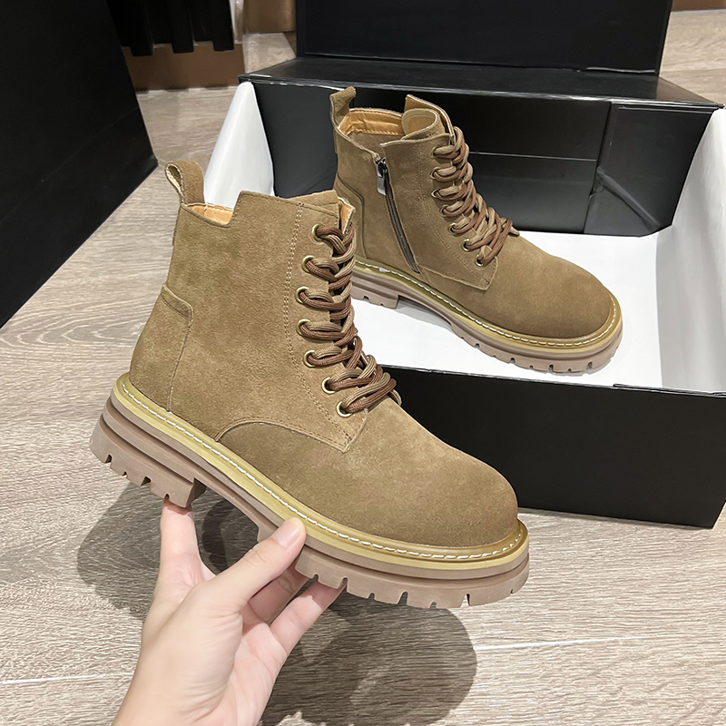 AIYUQI Women's Ankle Boots Large Size 2024 Spring New Platform Women's Short Boots Hot Genuine Leather Thick-soled Ladies Boots