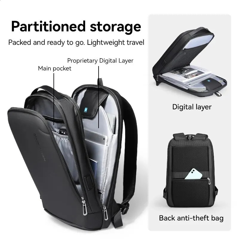 MARK RYDEN ultrathin laptop mens business minimalist backpack YKK zipper scratch resistant with USB 240730Zl