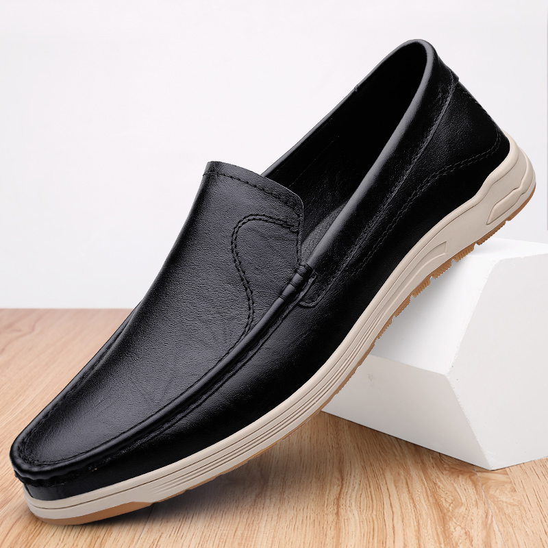 Minimalist Men Genuine Leather Shoes Slip-on Business Dress Shoes All-Match Wedding Shoes High Quality Man Breathable Drive Flat