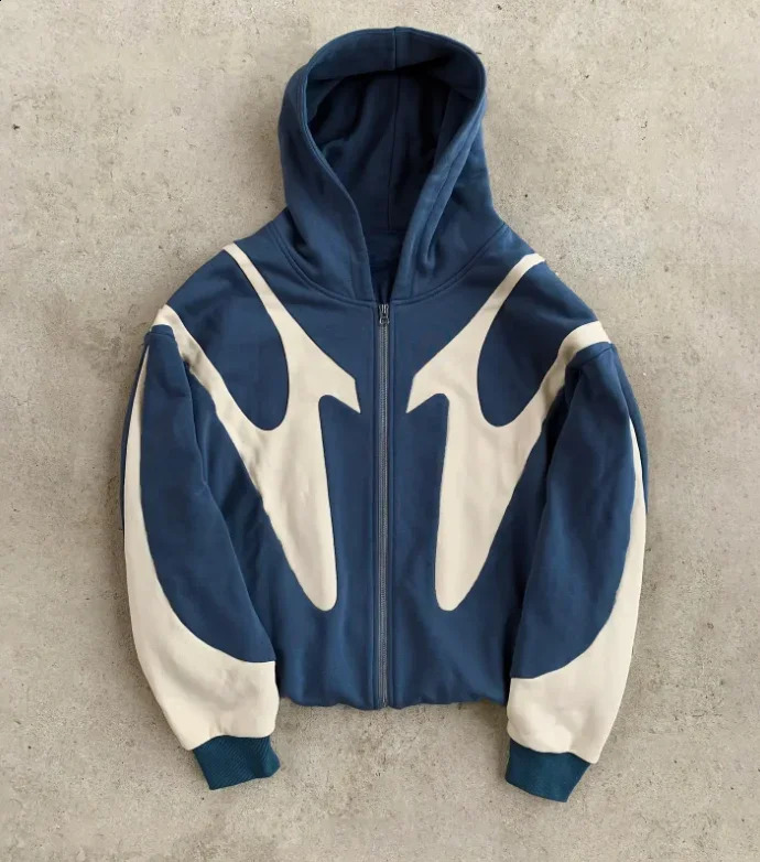 Y2K Trench Coat Mens Womens Zipper Jacket Harajuku Hip Hop Vintage Black Splicing Jacket Gothic Fashion Oversized Hoodies 240722