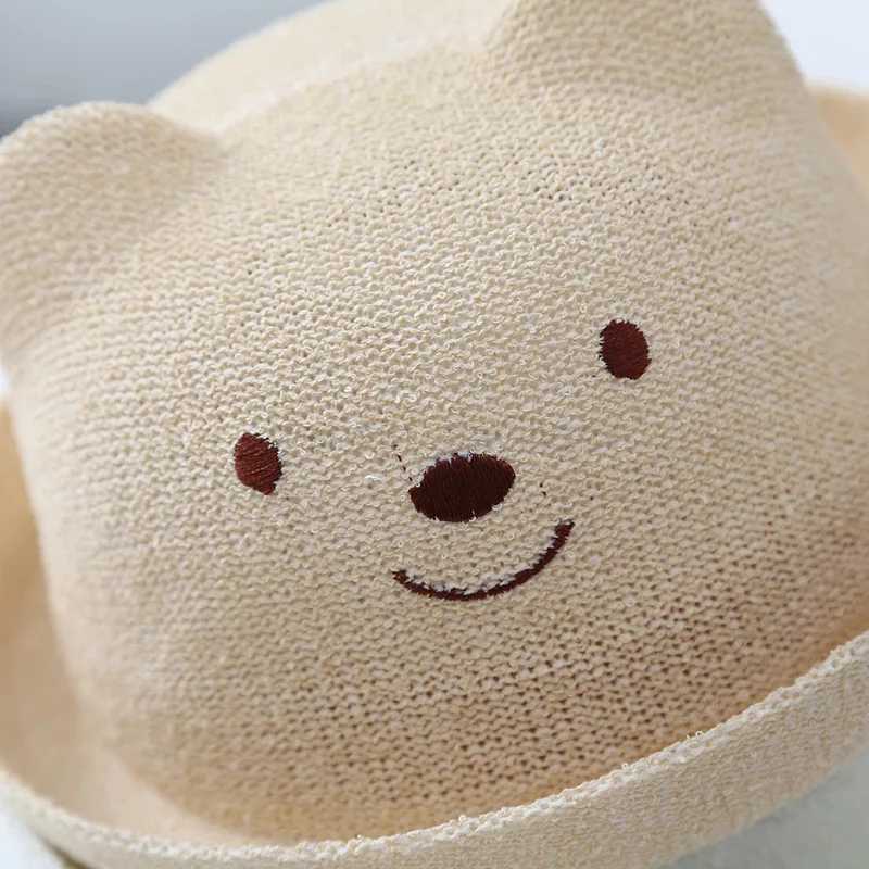 Summer Str Baby Hat Cute Bear Toddler Boy Girl Mesh Breatable Sun Hat Outdoor Beach Kids Panama CapXJ240730