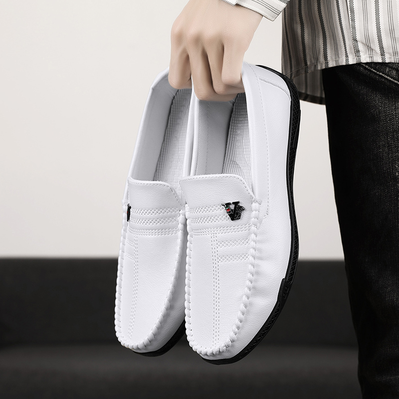 New White Leather Men Casual Shoes Brand Black Formal Dress Shoes Designer Men Loafers Breathable Slip on Driving Shoes 70