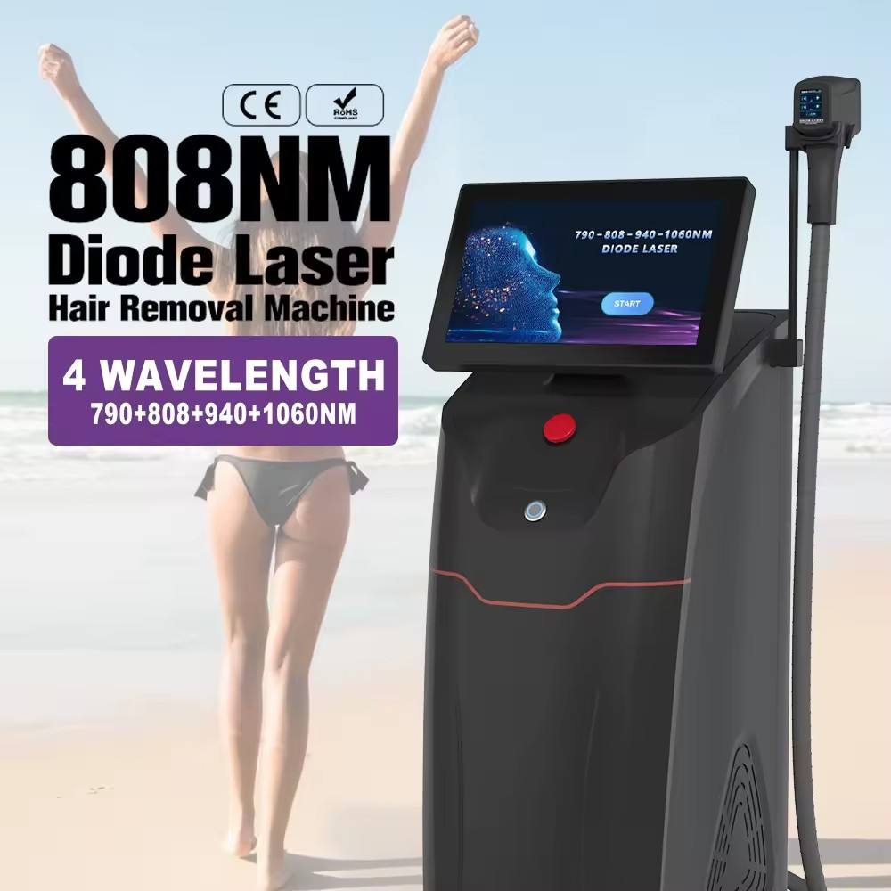 Hot Selling 808nm Diode Titanium Laser Fast Hair Removal790nm/940nm/1060nm/808nm 4 Wavelength Hair removal Machine