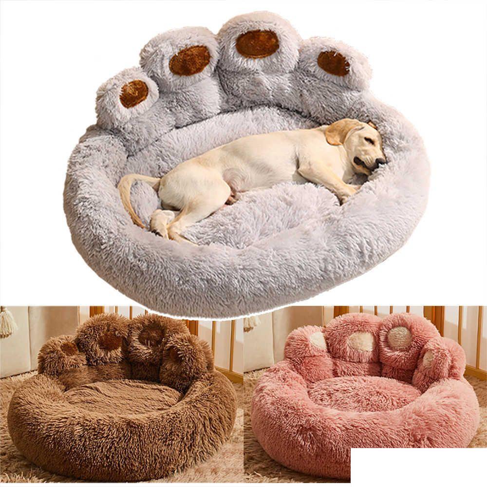 Cozy Bear Paw Dog Bed - Washable Indoor Outdoor Soft Sofa for Medium & Large Pets