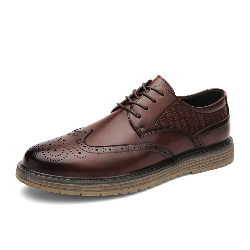 Men's Spring Casual Leather Thick Oxford Fashionable Quality Baroque Comfortable Soft Soled New Business Dress Shoes 87A9