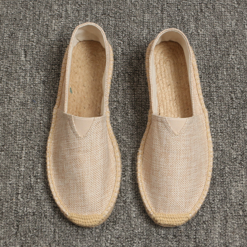 Men Fashion Flats Plimsolls Solid Canvas Shoes Casual Linen Loafers Lovers Shoes Male hemp Espadrille Fisherman Shoes 5596