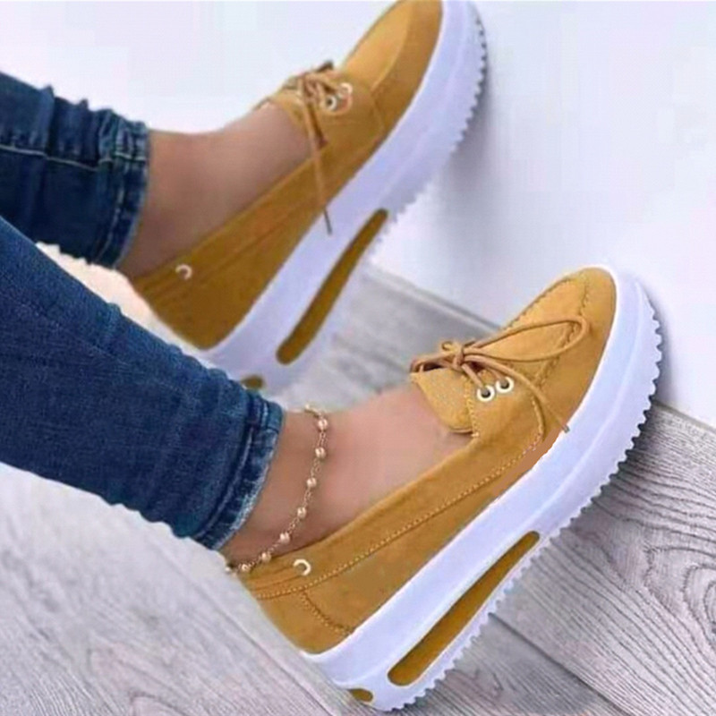 2022 Shoes For Women Summer Platform Sport Casual Shoes Lace-up Flats Size Comfort Non Slip Women Loafers Vulcanize Shoes