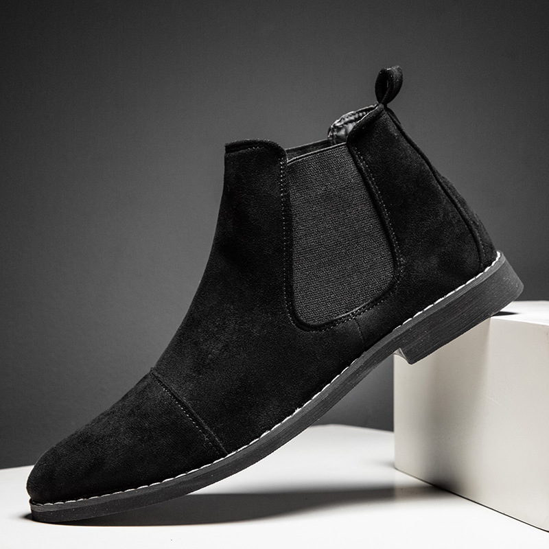 Fashion Yellow Chelsea Boots Men Pointed Comfortable Dress Boots Men Slip On Cheap Men's Suede Shoes Zapatos Hombre Casual224