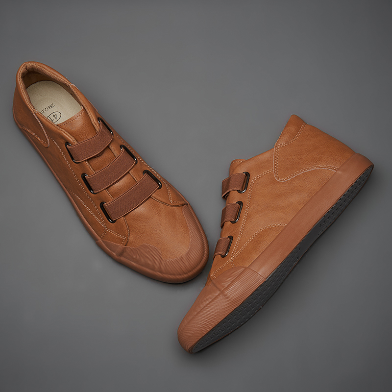 2024 Men's Leather Casual Shoes Breathable Trend Pu Leather Men Wear-Resistant Designer Sneakers British Wild Simple Flats 20245