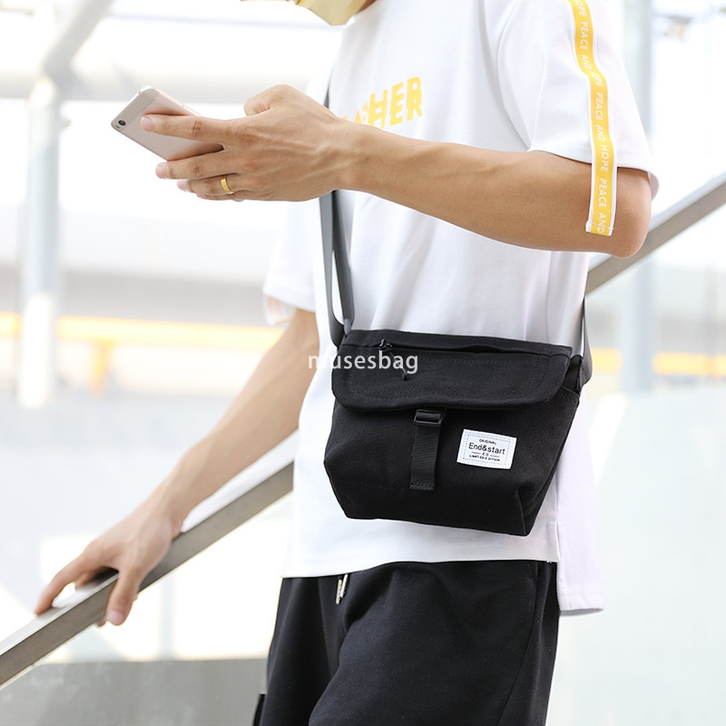Crossbody bag men's fashion brand single shoulder bag canvas boys crossbody bag mobile phone bag backpack men a piece of hair