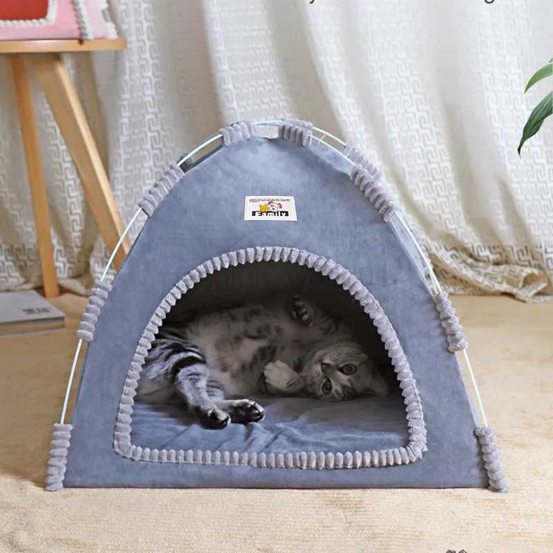 Pet tent bed cat house supplies product accessories warm mats furniture sofa basket bed winter clam shell cat tentX2407304