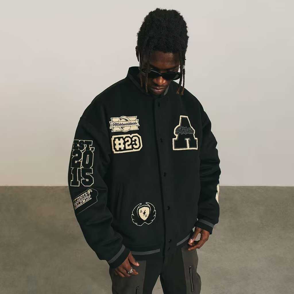 Blockbuster High Street Baseball Outfit Men's Spring Fall 2024 Hipster Embroidered Jacket Loose Hip Hop Jacket T240730