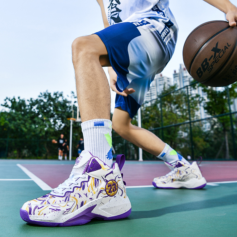 Non-slip basketball shoes for men friction with sound shock absorbing youth sports shoes for students practical training shoes