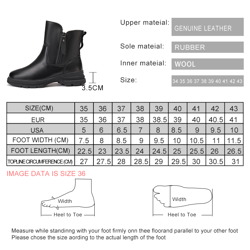 AIYUQI Women Winter Boots Anti Slip 2024 New Genuine Leather Women Ankle Boots Large Size Warm Snow Boots Women