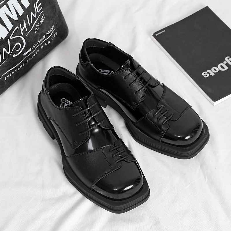 Derby Genuine Leather - Vintage Square Toe Men's Lace Up Wedding Dress Shoes 4