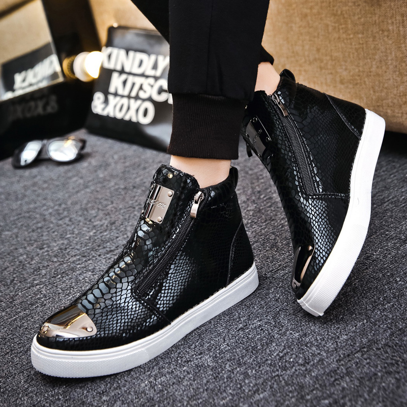 Fashion Silver Crocodile Skateboard Sneakers Men Mirrors Designer Mens Luxury Shoes Streetwear High Top Zip Men's Sports Shoes