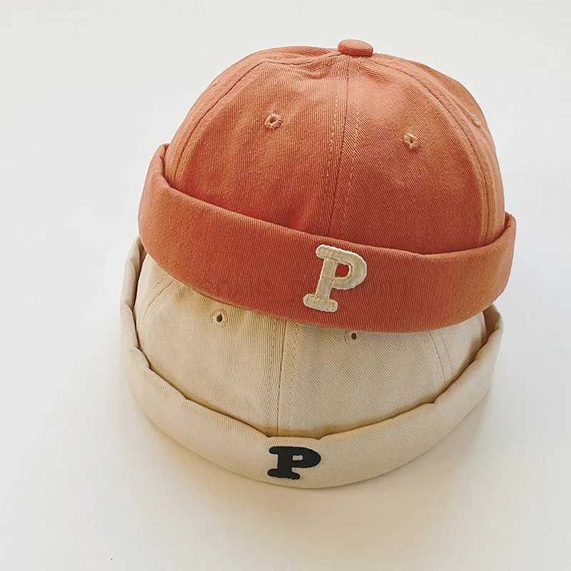 Vintage Letters Embroidered Baby Brimless Hat Spring Kids Boys Girls Hip Hop Docker Cap Adjustable Children Beanie HatsXJ240730