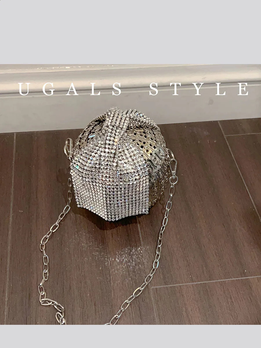 DHXJ Womens ball shape Woven Hollow Metal Chain Tote Clutch bow dia Travel Holiday Shoulder Bag Handbag 240729