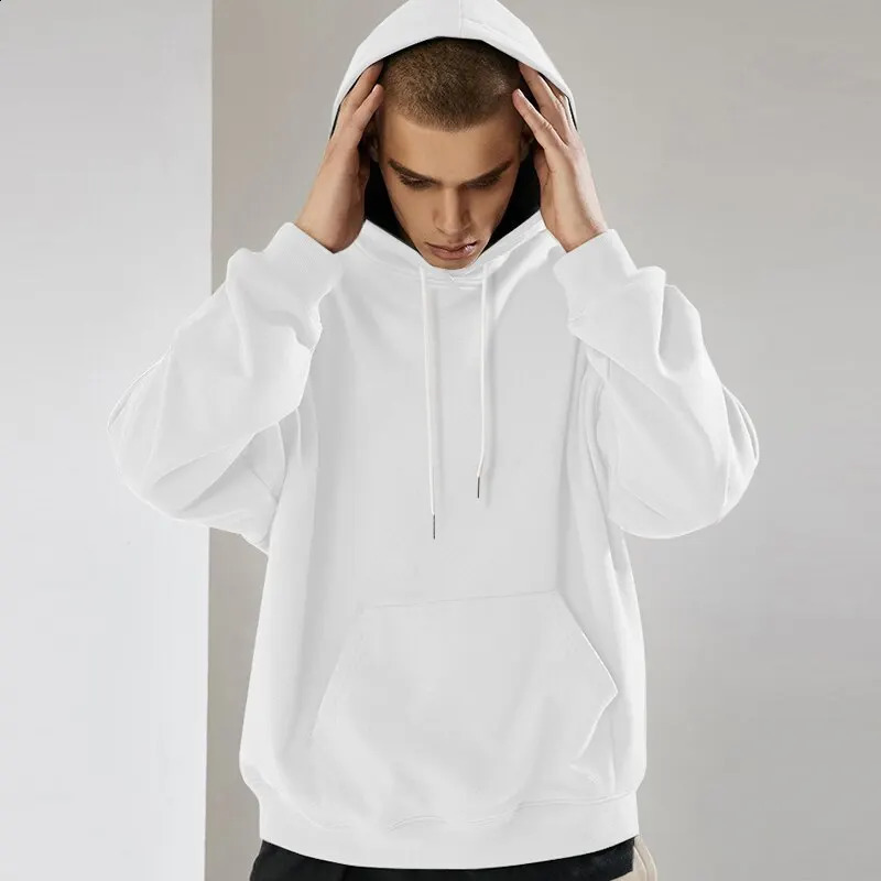 Mens All-In-One Hooded Solid Color Classic Sports Handsome Casual Crewneck Pullover Fashion Long-Sleeved Hoodie 240730