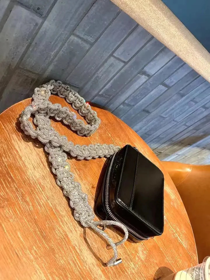 Crystal Rhinestones Diamond Woven Handmade Bag Strap For Handbag Purse Crossbody Shoulder Strap Glitter Belt Bag Accessories 240729