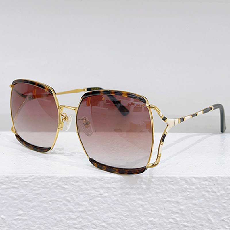 Sunglasses Women 0593 Large Luxury Designer Women Sunglasses Metal Frame Hollow Logo Leg Polarized Light Women's Travel Glasses