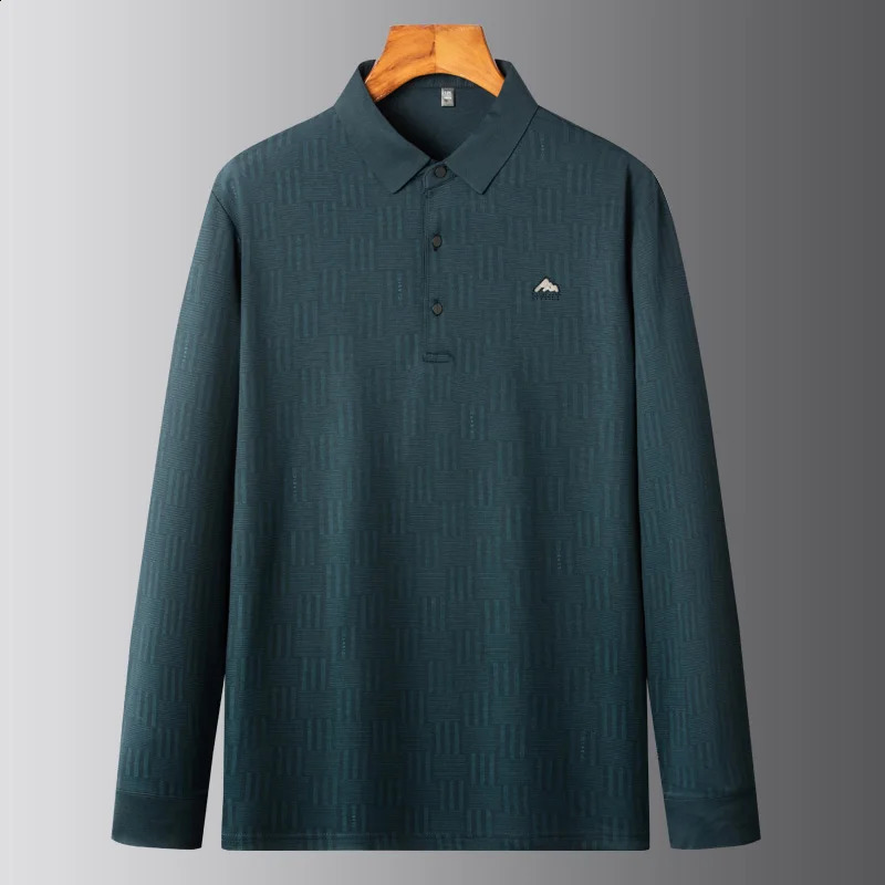 8XL 7XL 6XL Autumn High End Fashion Printed Polo Shirt Men Long Sleeve Lapel Mens Polos Casual Loose Tee Shirts Homme 240813