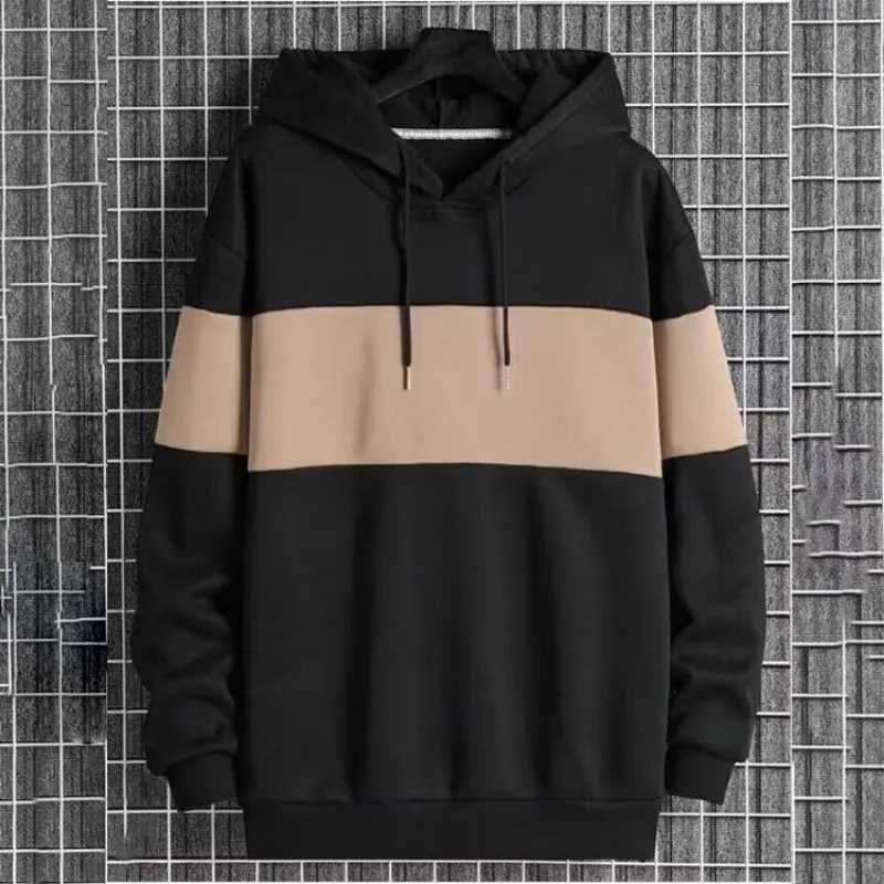 New Mens Long-sleeved Hoodie Male Matching Color Casual Sport Sweatshirt HoodiesM240730