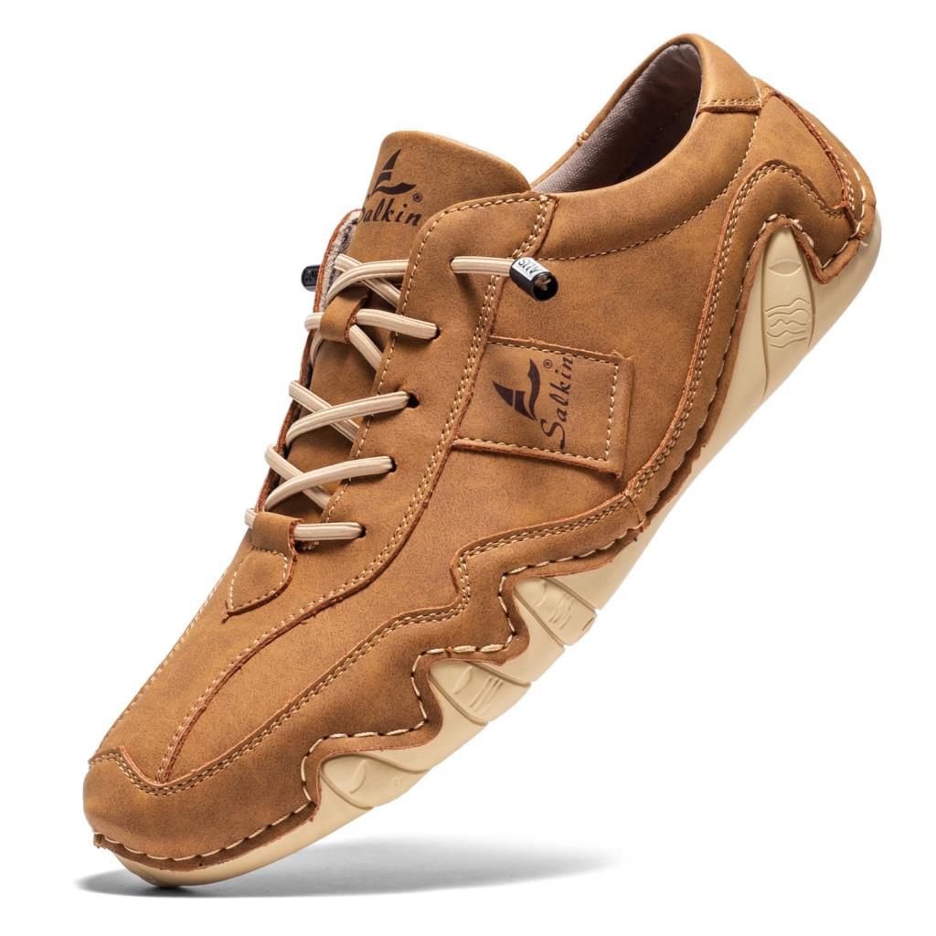 hot Leather Casual Men's Sneakers - Breathable, Soft, Flat Loafers for Driving & Everyday Wear