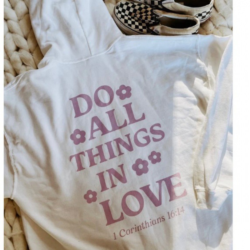 Women's oversized plush with lettering slogan kangaroo pocket drawstring printed hoodie F7.30#45