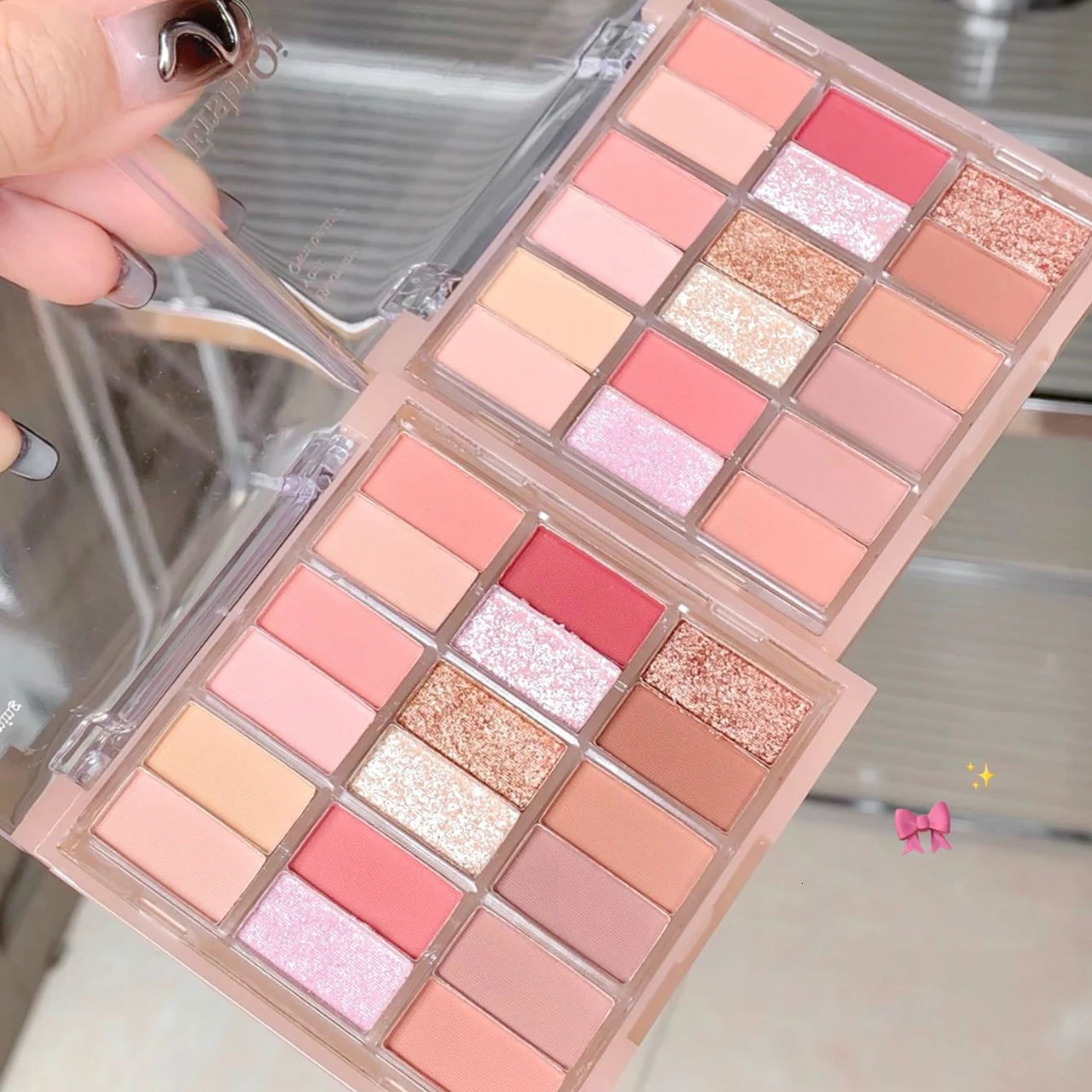 Shimmer Pink ple Palette Glitter Matte Eyeshadow Longlasting Eye Beauty Makeup Brighten Cosmetics 18-Color X250910