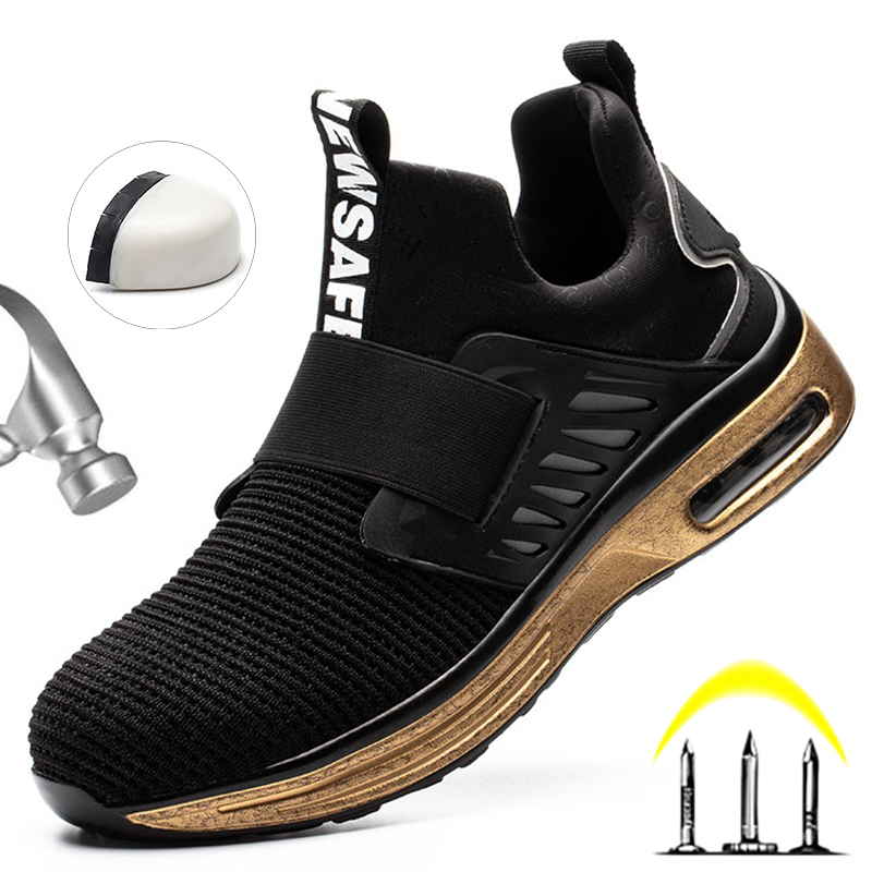 Plastic Breathable Cap Toe Protective Footwear Slip on Lightweight Work Shoes Men Women Safety Sneakers Male 8017