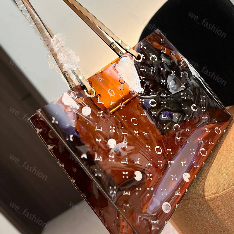 Women Transparent Tote Printing Jelly Bag Beach Bags Designer Clear Classic Flowers Handbag Female Shoulder Bag Handbags Totes Crossbody Shopping CYD24050601